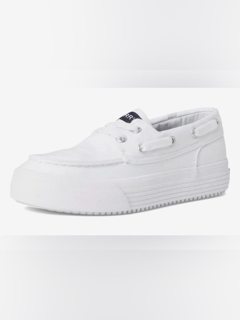 NIB [Sperry] Bahama Fabric Platform Slip-On Casual Boat Shoes in White Youth 13